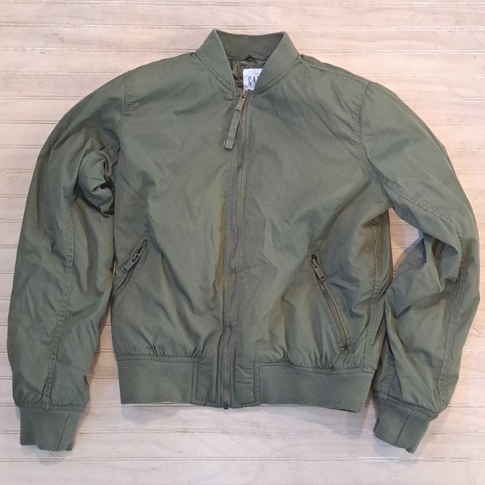 Gap Bomber Lined Lightweight Fight Cropped Jacket Coat With Front Pockets - Picture 4 of 8